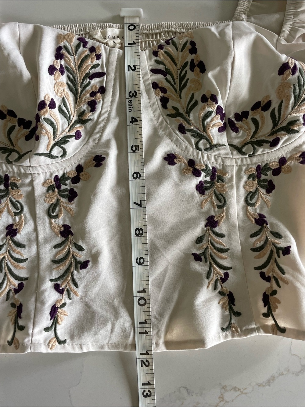 Promesa Camila Floral Embroidered Corset Sweetheart Puff Sleeve Top Cream - Picture 5 of 9